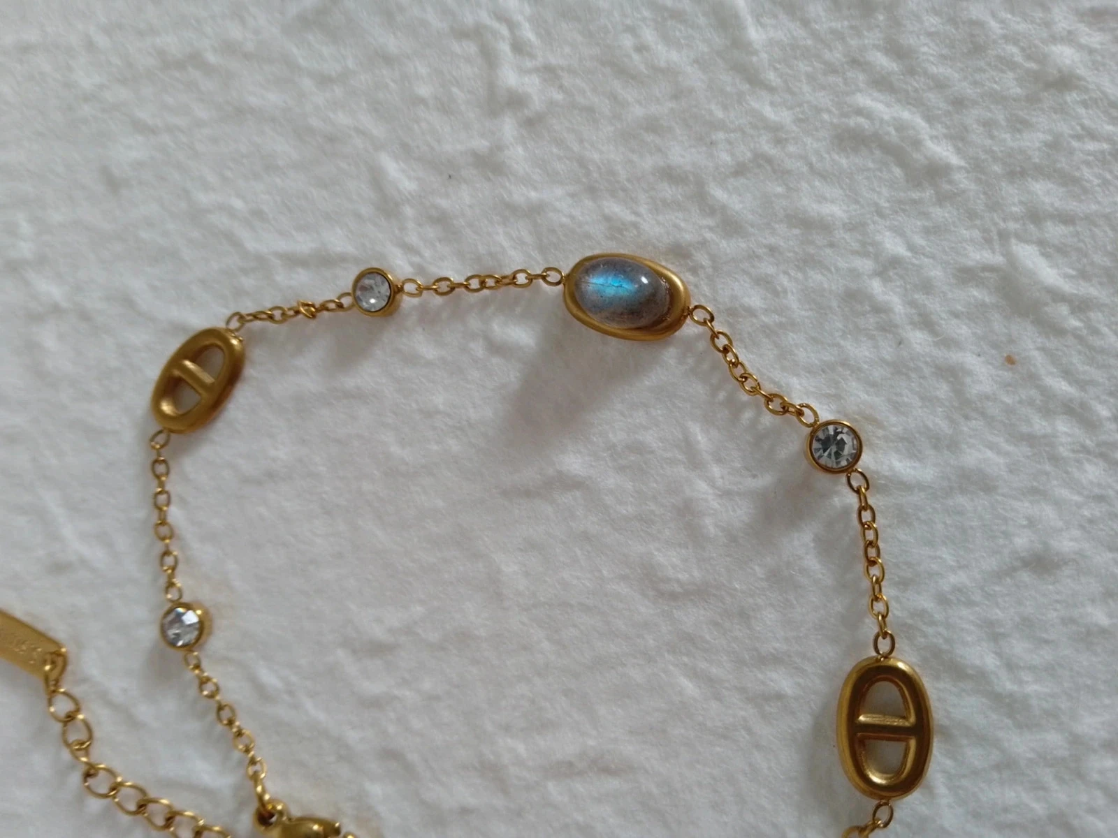 Bohemien armband met marineblauwe mesh en labradoriet steen – photo 5